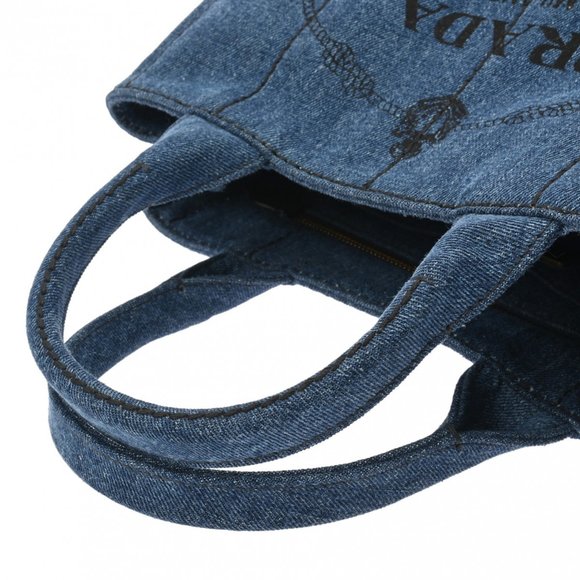 PRADA Prada Canapa Tote Blue 1BG439 Women's Denim Handbag - Picture 4 of 13